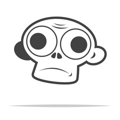Funny zombie face icon transparent vector isolated