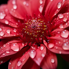 Macro shot of water droplets on a flower petal.