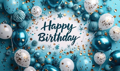 Celebration of joy happy birthday delights balloons rise confetti in flight. Festival of life in colors so bright greetings and wishes in party light. Golden moments framed day so fine memories