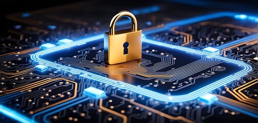 cybersecurity service concept of motherboard and safety authentication network or AI regulation laws with login and connecting.