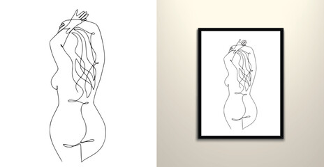Woman figure line art drawing design 