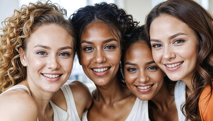 Fototapeta premium A diverse group of women are smiling at the camera.