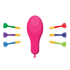Darts and balloon target hit white background