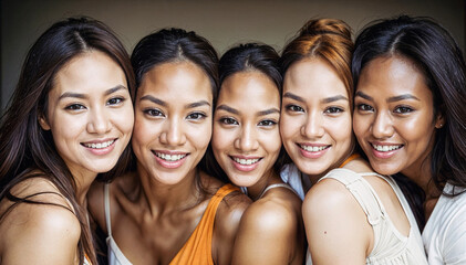 Obraz premium A diverse group of women are smiling at the camera.