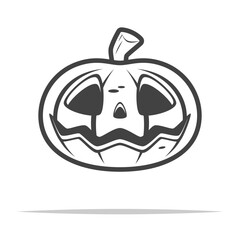 Spooky carved pumpkin icon transparent vector isolated