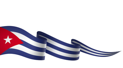 Cuba flag element design national independence day banner ribbon png
