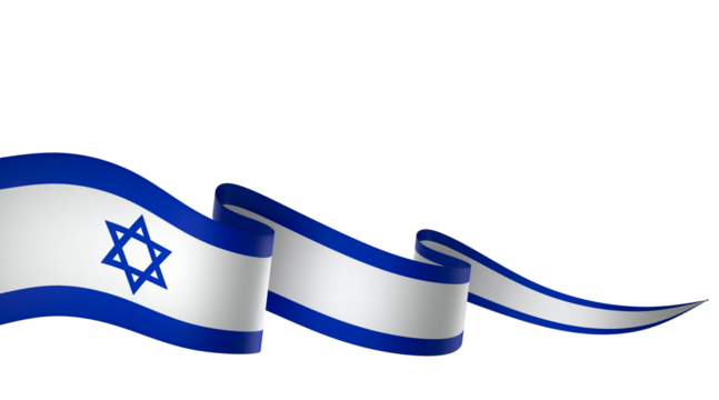 Israel flag element design national independence day banner ribbon png
