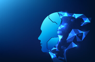 Artificial intelligence or ai technology background Inside the brain of a robot This causes robots to develop themselves and learn to respond to human needs in their work.