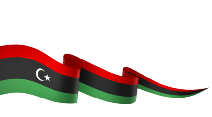 Libya flag element design national independence day banner ribbon png
