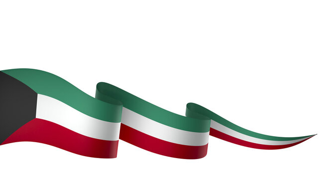 Kuwait flag element design national independence day banner ribbon png

