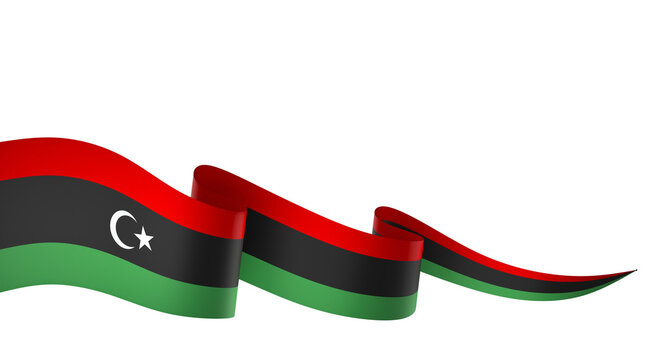 Libya flag element design national independence day banner ribbon png
