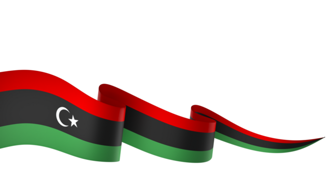 Libya flag element design national independence day banner ribbon png
