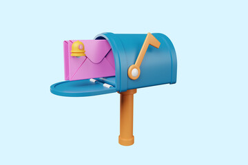 Mail Box with Letter Notification 3D Illustration
