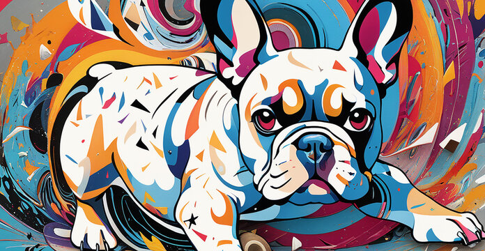 French Bulldog, abstract background design, dog lover, dog dad, dog mom, dog is my life