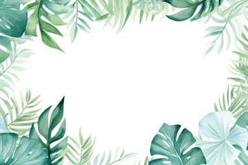 Naklejka premium watercolor tropical frame with leaves, in the style of minimalist backgrounds