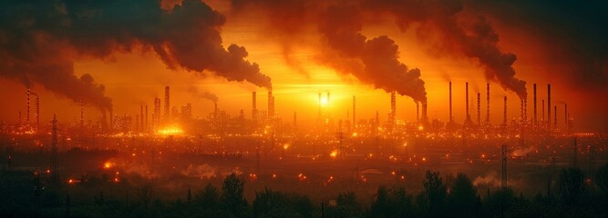 Fototapeta premium Smoke and lights in an abstract industrial scene