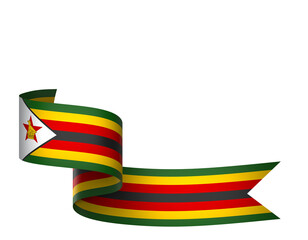 Zimbabwe flag element design national independence day banner ribbon png
