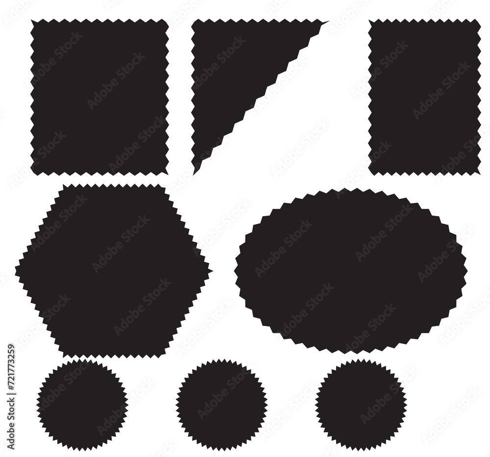 Poster zig zag edge rectangle shape collection. jagged rectangular elements set. black graphic design eleme