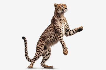 Cheetah jumping isolated on white background. 3D illustration.