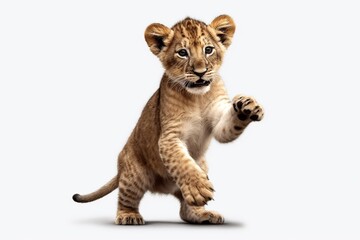 Obraz premium 3D rendering of a little lion cub isolated on white background.