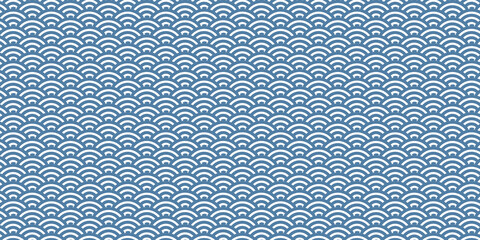青色系の青海波。日本の文様