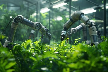 Industrial Robotic Arms Working on Plant Growth in Lab