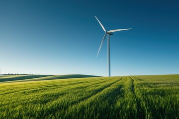 Wind Turbine Generating Clean Energy in Green Field