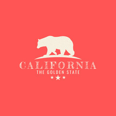 California vintage typography Grizzly bear mountain vector logo icon symbol illustration design