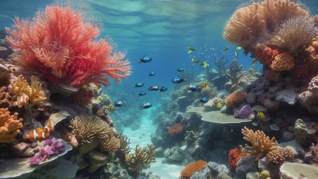coral reff on the sea. seamless looping time-lapse animation video background