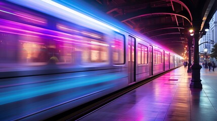 Fototapeta na wymiar Mesmerizing high-speed train photography. motion blur, reflection, speed, cinematic, bullet train