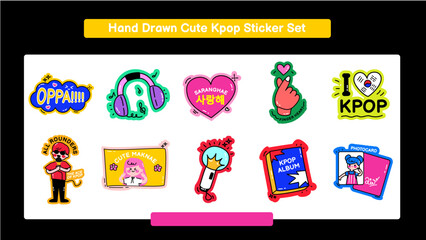 Hand Drawn Cute Kpop Sticker Set