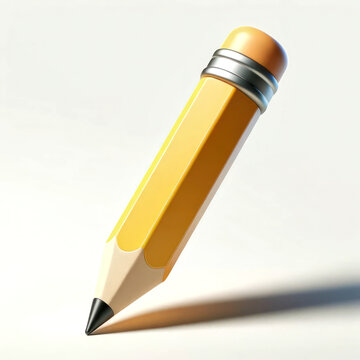 3d icon pencil on white background,School and education concept