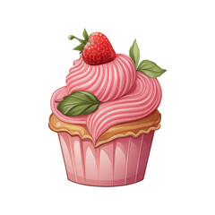 Party Cupcakes Mixed Fruit Cupcakes Various flavors of cupcakes and ice cream, soft cream, fruit smoothies, lemon, blueberry, strawberry, orange, cherry, vanilla, milk, chocolate, illustrations