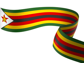 Zimbabwe flag element design national independence day banner ribbon png
