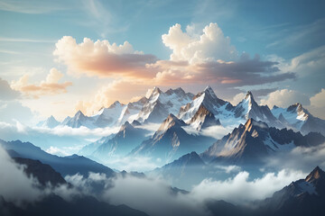 Mountain and Cloudy Sky for background design