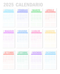2025 calendar minimalist on italian language. Week start on monday.	