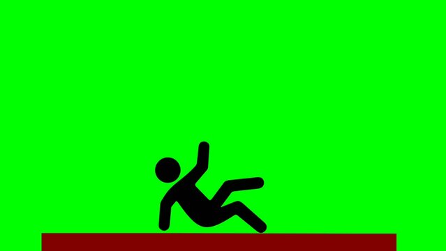 animation of a slippery floor warning sign on a green screen. animation of a wet floor danger