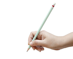 Woman's hand holding a pencil to write