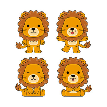 cute lion character vector illustration