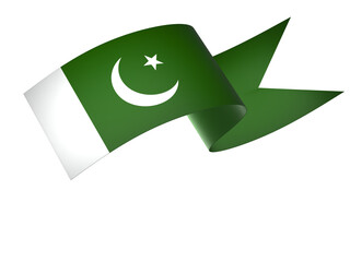 Pakistan flag element design national independence day banner ribbon png
