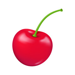 3D ripe red cherry fruit. Sweet cherry. For making sweet dishes that give a refreshing feeling.