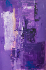 Abstract oil painting with modern brushstrokes style in purple color