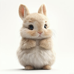 Baby cute rabbit standing on white background, Small rabbit isolated