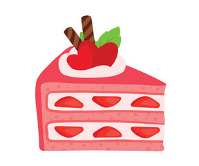 Valentine Cake with Heart Topping Cute Cartoon Vector Illustration