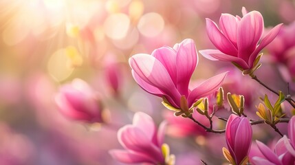 Beautiful blooming magnolia flower for background, generative ai, 