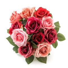 Naklejka premium beautiful bouquet of rose flowers isolated on white background, generative ai