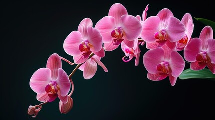 Fototapeta na wymiar Orchid flower blossom isolated on the black background, generative ai