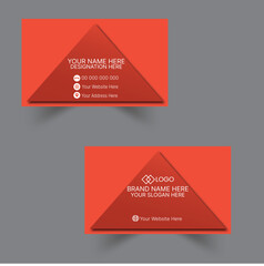 modern red simple double-sided creative business card template. Portrait and landscape orientation. Horizontal and vertical layout. Vector illustration