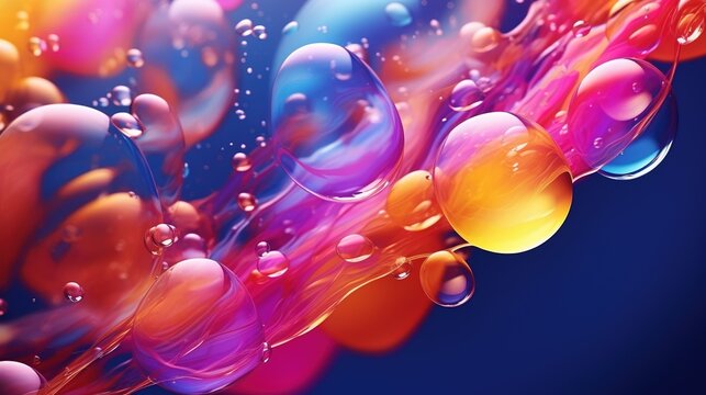 Abstract Colorful Flying Bubbles Background. Bubble, Wallpaper, Rainbow 
