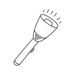 Hand drawn tourist lantern on a white isolated background. Camping elements, travel items. Doodle, simple outline illustration. It can be used for decoration of textile, paper and other surfaces.